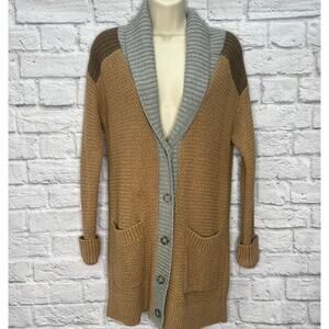 Pendleton Womens V-Neck Oversized Cardigan Sweater Colorblock Cowlneck S Wool
